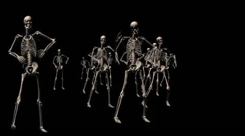 13 Skeletons Dancing for Thirteen Seconds at a Halloween Party Stock Footage