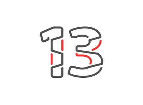 13 vector number. Modern trendy, creative style line design. For logo, brand  Stock Illustration
