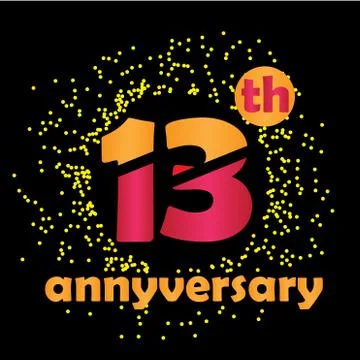 13 Year Anniversary Vector Template Design Illustration - Vector Stock Illustration