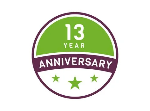 13 years anniversary image, 13 year Anniversary logo isolated on white back.. Stock Illustration