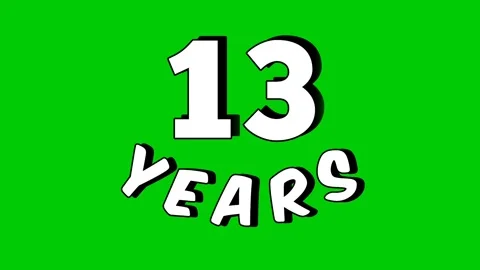 13 years text animation motion graphics cartoon on green screen Stock Footage 306232483