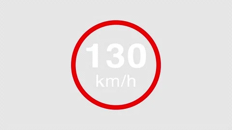 130 kmh speed limit road sign icon animation Stock Footage 335478141