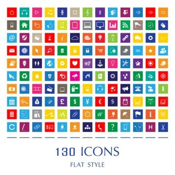 130 Web Icons. Stock Illustration
