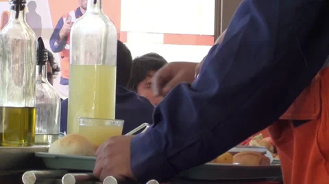 1308  Serving food Stock Footage 37013444