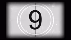 Monochrome old and grained universal countdown leader from 10 to 0