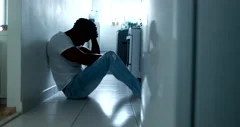 Man emotional breakdown feeling depressed on floor broken, person feeling wor