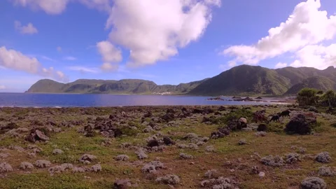 13148 slow horizontal pane view from left to right look out to a bay in Dongqing Stock Footage 346377426