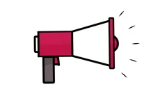 Loudspeaker protest civil unrest symbol or icon, 2d flat animation red loop