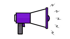 Loudspeaker protest civil unrest symbol or icon, 2d flat animation purple loop