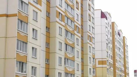 133. New multi-apartment panel house with glazed loggias and balconies. Video stock 93314911