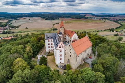 Air view of The Veste Heldburg fortress near Bad Colberg-Heldburg in ...