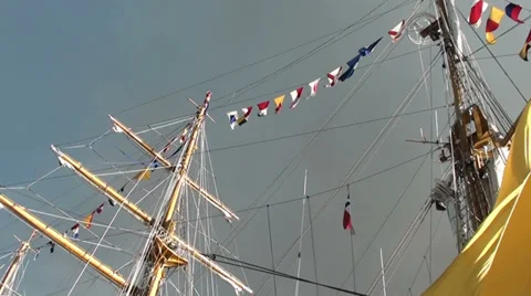 1344  The mainmast with colorful flags Stock Footage 37215821