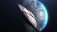 UFO Alien Saucer Cinematic invasion over earth,