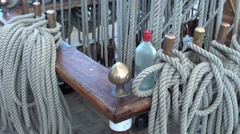 1349  Some ropes and bottle Stock Footage 37229990