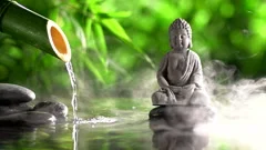 Buddha Statue With bamboo fountain