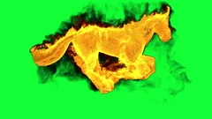 Fire horse running, seamless loop, Green Screen Chromakey