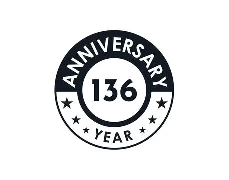 136 years anniversary badge vector design Stock Illustration