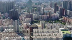 Hung Hom, Hong Kong 20 July 2020: Drone fly over Hong Kong city