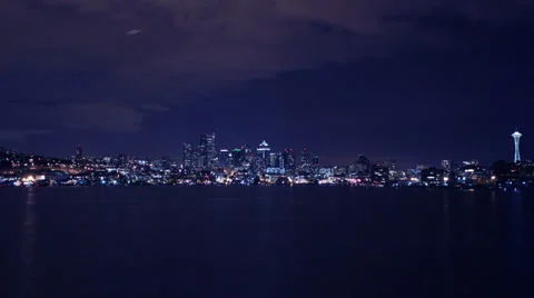 137 A motion time lapse of the Seattle skyline at night from Gasworks Park Stock Footage 32286741