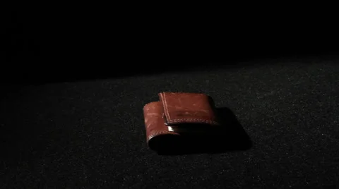 1373 Leather Wallet Empty with No Money Stock Footage 37409643