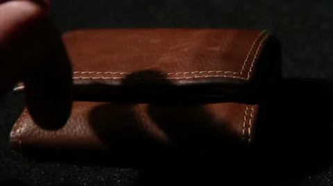 1377 Leather Wallet Empty with No Money, Slow Motion Stock Footage 37411018