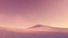 Sand dunes in desert under strange purple sky 3D animation