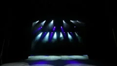 Free stage with lights, lighting devices, smoke fog.