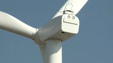 1398 - Slow pull out from wind turbine blades Stock Footage 752321