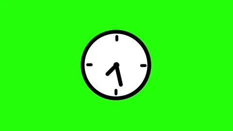 13.Clock Animation in 12 Hour Loop animation with optional luma matte. Green Stock Footage 311871898