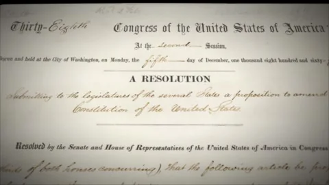 13th Amendment Constitution Slavery Aged Historical Paper Document 2 Stock Footage 339305622