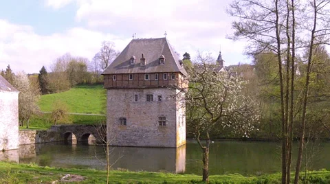 The 13th Century Castle of small Belgian town Crupet. Stock Footage 37089341