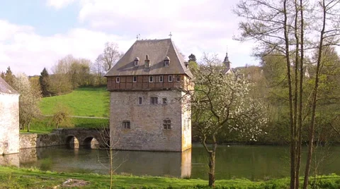 The 13th Century Castle of small Belgian town Crupet. Stock Footage 37089868