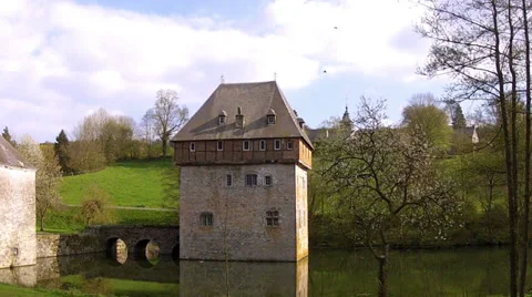The 13th Century Castle of small Belgian town Crupet. Stock Footage 37181150