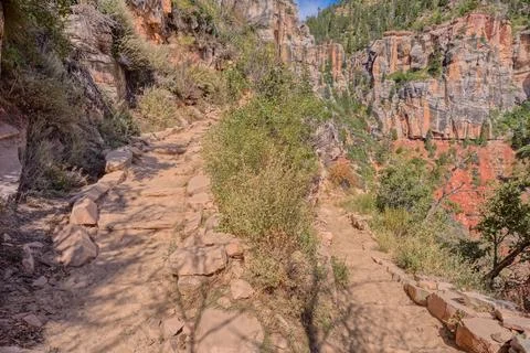 13th Switchback along North Kaibab Trail at North Rim AZ Stock Photos