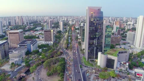 14 AERIAL IMAGE STROLLING OVER AVENIDA AGAMENON MAGALHAES, IN THE CITY OF RE Stock Footage 151534641