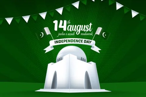 14 August Jashn e Azadi Mubarak Pakistan Independence Day Vector Background I Stock Illustration