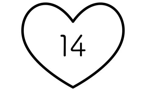 14 Dated Hearts, Simple and cute black and white Valentine's Day icon Stock Illustration