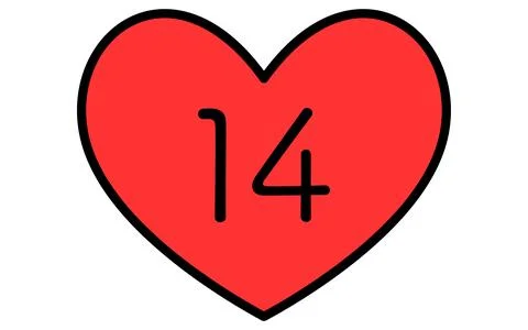 14 Dated Hearts, Simple and cute Valentine's Day icon Stock Illustration