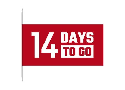 14 days to go red vector banner illustration isolated on white background Stock Illustration