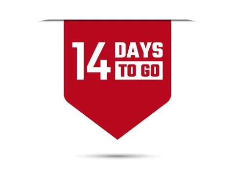 14 days to go red vector banner illustration isolated on white background Stock Illustration