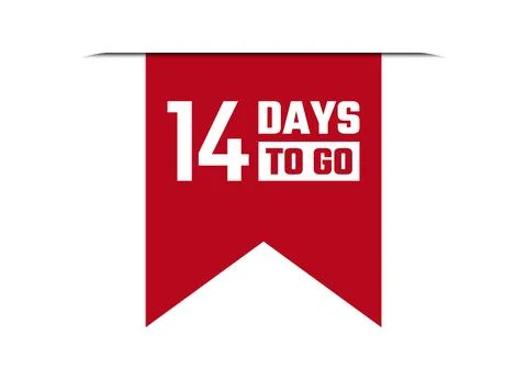 14 days to go red vector banner illustration isolated on white background Stock Illustration