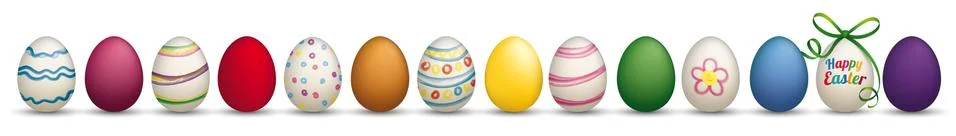 14 Happy Easter Eggs Ribbon Header Ribbon Stock Illustration