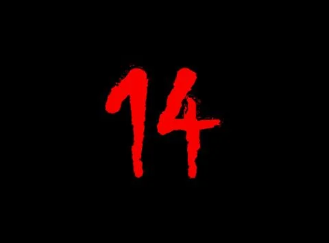 14 Horror bloody, scary vector number. Insane Fear brutal, scream font. Wicke Stock Illustration