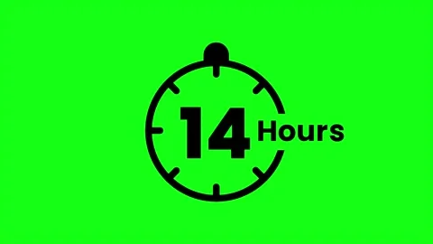 14 Hours green screen animation. Service opening hours, work time or delive.. Stock Footage 333139343