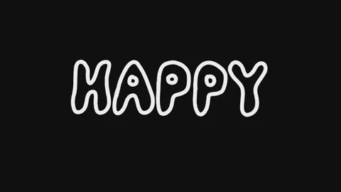 14. Joyful Hand Drawn Text Animation Happy in Scribble Look in Black and Whi Stock Footage 309656134