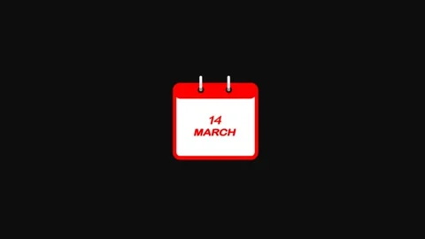 14 March Calendar Date Animated. 14 march Calendar icon. Video stock 301770925
