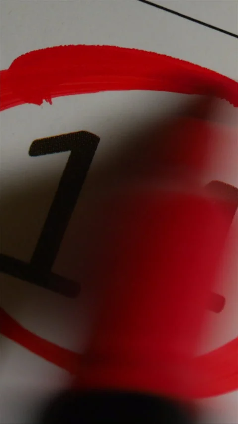 14 - Marking The Date In The Calendar With A Red Marker. The  Fourteenth Day Of  Stock Footage 284841218