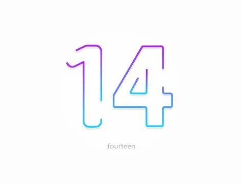 14 number, modern gradient font alphabet. Trendy, dynamic creative style desi Stock Illustration