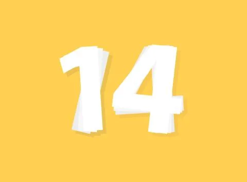 14 Number vector, modern layers design font. Eps10 illustration 스톡 일러스트
