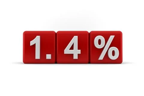 1.4 percent embossed on red cubes Stock Illustration